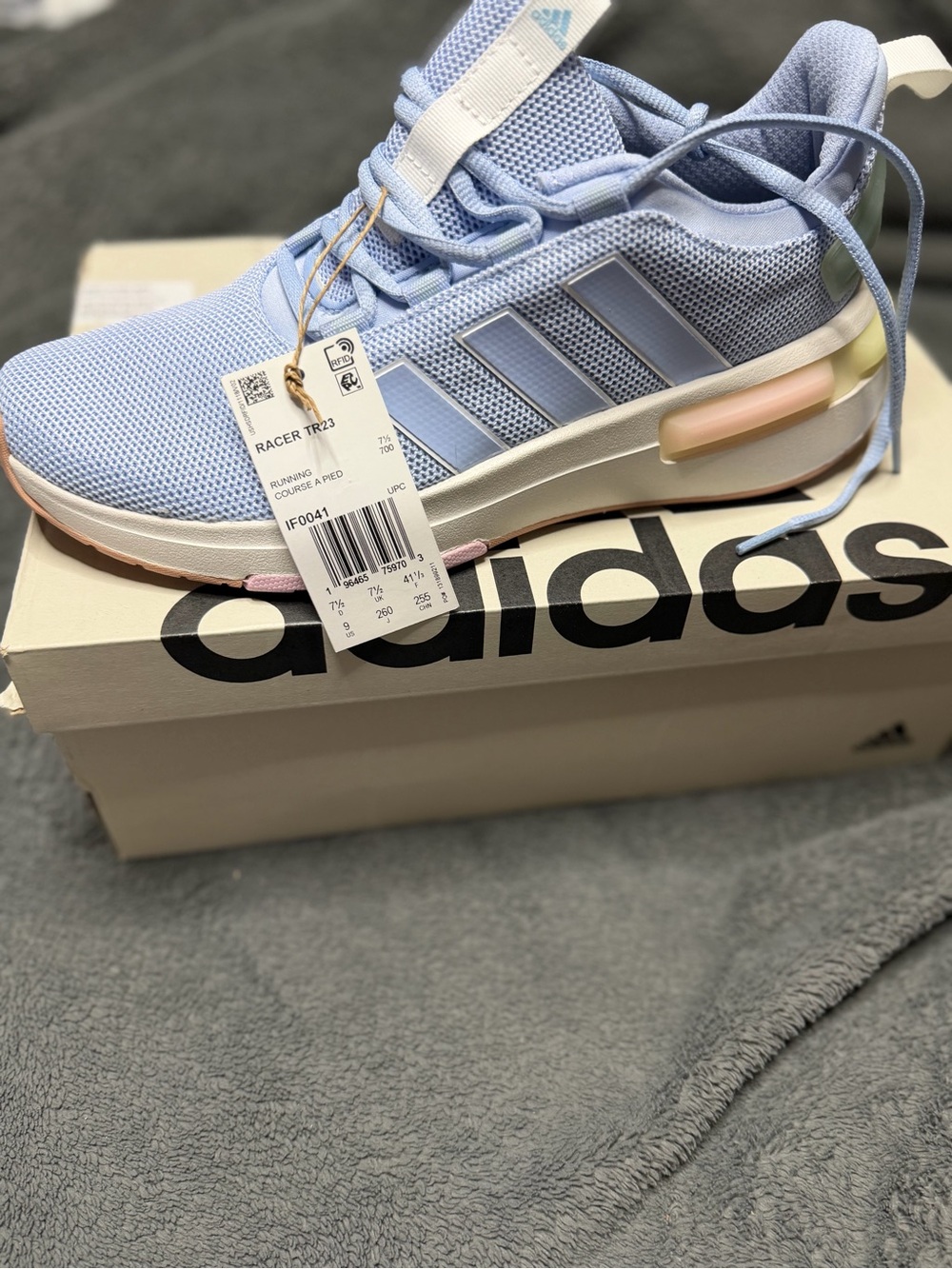 adidas Women’s Racer TR23 Light Blue Sneakers with Pink & Cream Accents